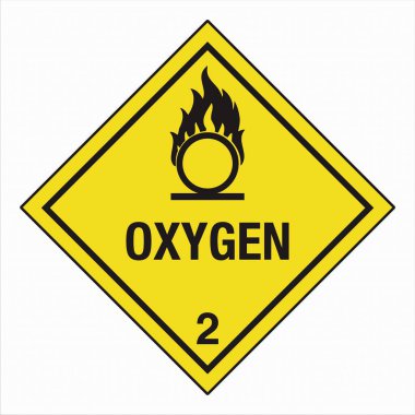 Tehlikeli Madde HAZMAT Elmas Etiketleme Plakası IATA IMDG DOT Sevkiyat Sınıf 2 Gas Div 2 Oksijen Sözcüklü