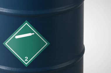 Tehlikeli Madde Tehlikeli Madde Tehlikeli Madde Elmas Etiketleme Plakası IATA IMDG DOT Sevkiyat Sınıf 2 Gas Div 2.2 Yanıcı Olmayan Zehirli Gaz Mavi Metal Çelik Fıçı Beyaz