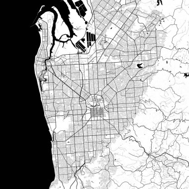 Adelaide Avustralya Minimalist Sokak Çizgisi Sanat Tek Renkli Siyah ve Beyaz Estetik Dekorasyon Haritası
