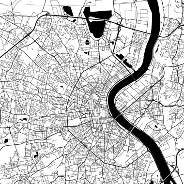 Bordeaux Fransa Şehir Minimalist Sokak Çizgisi Sanat Tek Renkli Siyah ve Beyaz Estetik Dekorasyon Haritası
