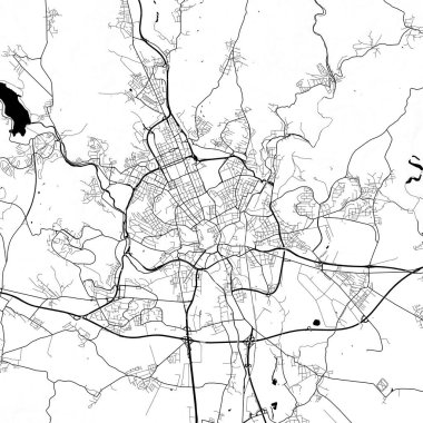 Brno Çek Cumhuriyeti Şehir Minimalist Sokak Çizgisi Sanat Tek Renkli Siyah ve Beyaz Estetik Dekorasyon Haritası