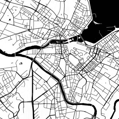 Gent City Minimalist Sokak Çizgisi Sanat Tek Renkli Siyah ve Beyaz Estetik Dekorasyon Haritası