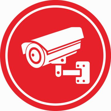 Düz stil olarak beyaz arkaplanda izole edilmiş ccTV kamera simgesi.