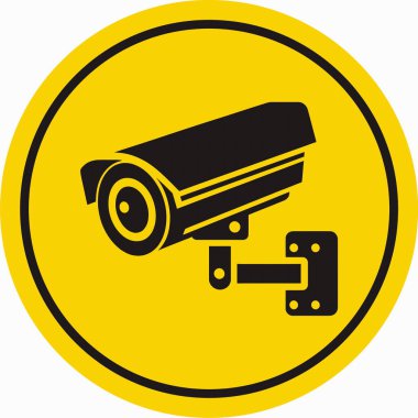 ISO Sembol Simgesi Resim Grafiği CCTV Kamera Çemberi Sarı