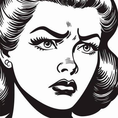 vektör kadın yüzü siyah beyaz
