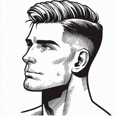 Elle çizilmiş portre - erkek profili.