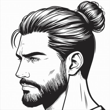 vector illustration with a portrait of a young man in a black and white