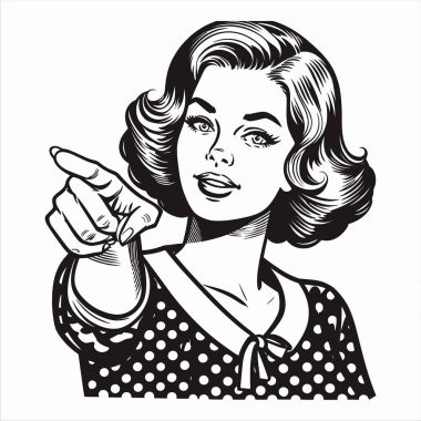 Parmakla işaret eden bir kızın klasik tasviri.