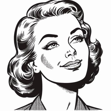 Güzel retro kadın. el çizimi.