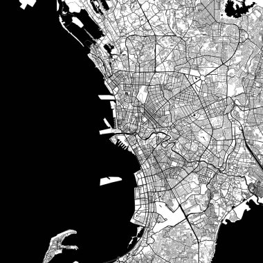Manila Filipinler Şehir Minimalist Sokak Çizgisi Sanat Tek Krom Siyah ve Beyaz Estetik Dekorasyon Haritası