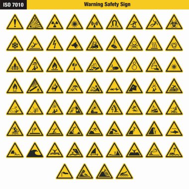 ISO 7010 Uyarı Güvenliği İşaret Sembolü Pictogram Derlemesi