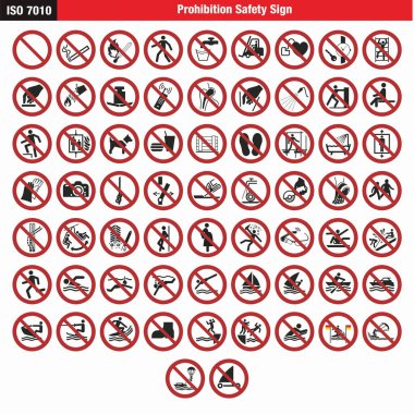 ISO 7010 Yasaklama Güvenliği İmza Sembol Resim Derlemesi