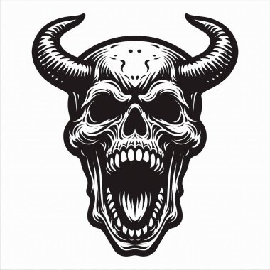 Şeytan Kafatası 'nın Siyah ve Beyaz Çizimi