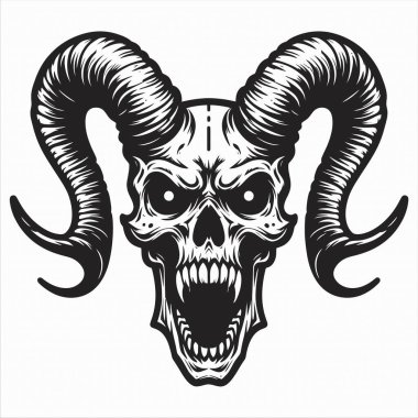 Şeytan Kafatası 'nın Siyah ve Beyaz Çizimi