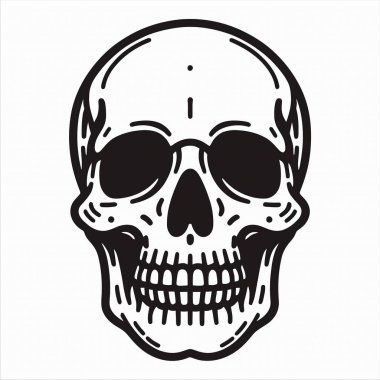 Siyah ve Beyaz Kafatası İllüstrasyonu