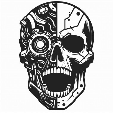 Bağıran Robotik Kafatası Yarı Mekanik Siberpunk Biçimi