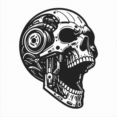 Bağıran Robotik Kafatası Yarı Mekanik Siberpunk Biçimi