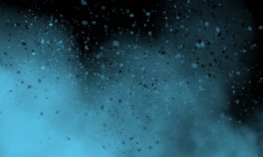 Siyah arkaplanda turkuaz mavi renk dumanı, tasarım arka planı için mükemmel