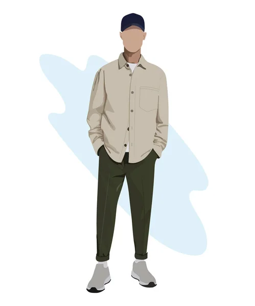 Κομψός Άνθρωπος Ανδρικοί Χαρακτήρες Κινουμένων Σχεδίων Άντρες Ρούχα Μόδας Εικόνα — Διανυσματικό Αρχείο