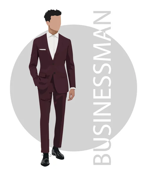 Homme Affaires Dans Style Plat Sur Fond Blanc Homme Élégant — Image vectorielle