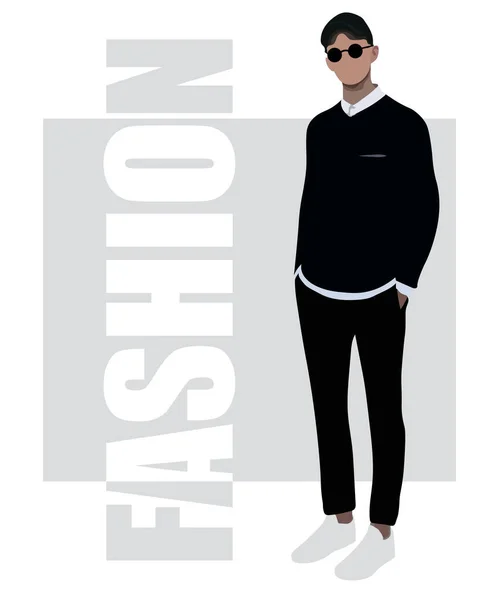 Charmant Homme Élégant Vêtements Mode Homme Mode Illustration Vectorielle — Image vectorielle
