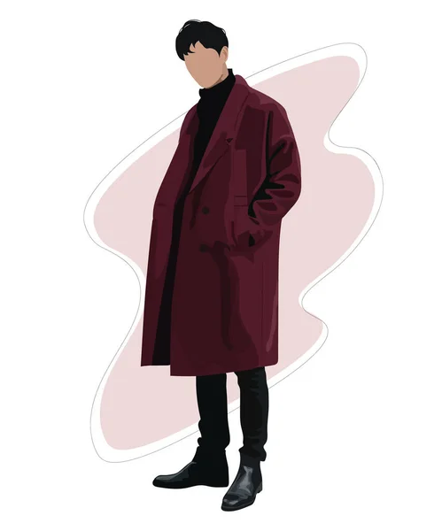 穿着时髦服装的英俊男子 时尚男人 一个穿着时髦的红色外套的家伙 — 图库矢量图片