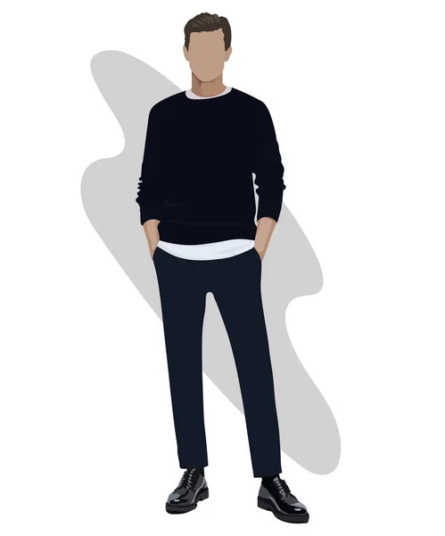 Homme Élégant Dans Style Plat Sur Fond Intéressant Mode Gars — Image vectorielle