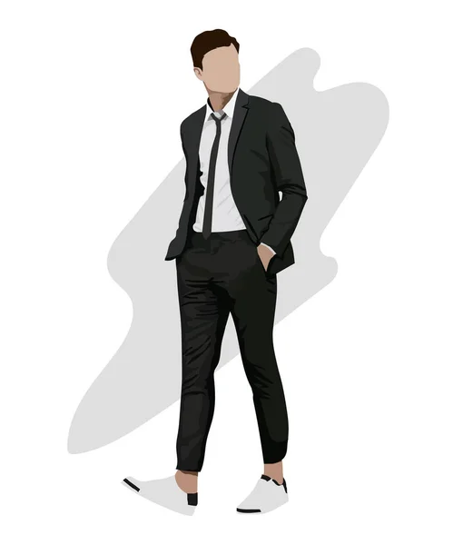 Stilvolle Männliche Geschäftsmann Einem Business Anzug Auf Einem Interessanten Hintergrund — Stockvektor