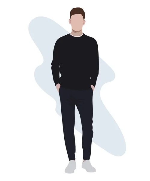 Homme Élégant Dans Style Plat Sur Fond Intéressant Mode Gars — Image vectorielle