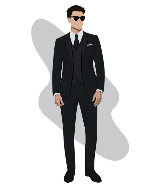 Elegante Uomo Affari Maschile Giacca Cravatta Interessante Sfondo Cartone Animato — Vettoriale Stock