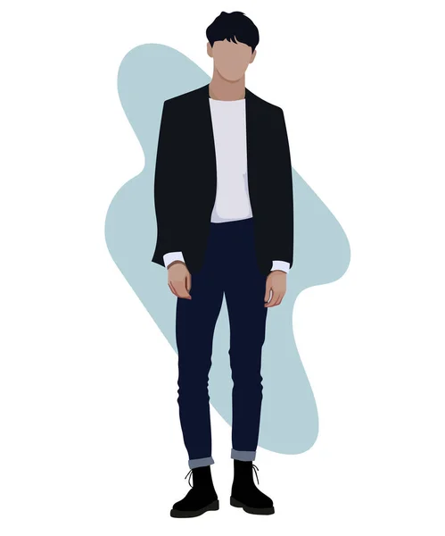 Stylish Man Cartoon Male Characters Men Fashion Clothes Flat Style — Stock Vector
