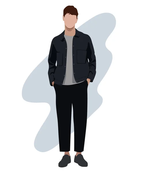Κομψός Άνθρωπος Ανδρικοί Χαρακτήρες Κινουμένων Σχεδίων Άντρες Ρούχα Μόδας Εικόνα — Διανυσματικό Αρχείο