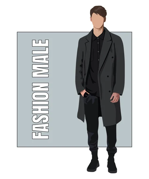 Homme Élégant Illustration Vectorielle Style Plat Gars Vêtements Mode Sur — Image vectorielle