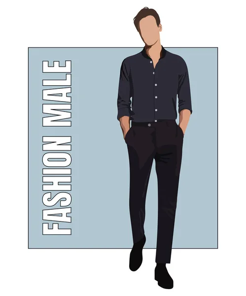 Stylish Man Flat Style Vector Illustration Guy Fashionable Clothes Interesting — Stock Vector