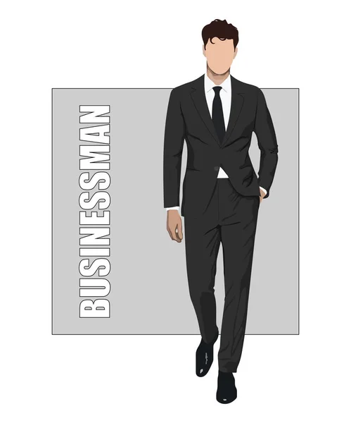 Stylish Man Business Suit Interesting Background Inscription Businessman — Stock Vector