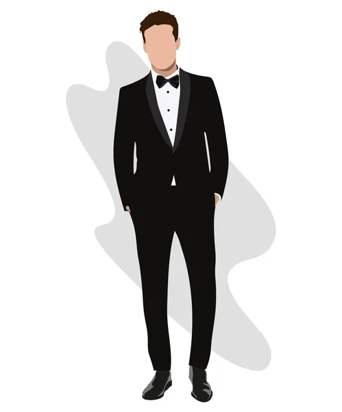 Homme Affaires Élégant Dans Costume Affaires Sur Fond Intéressant Personnages — Image vectorielle
