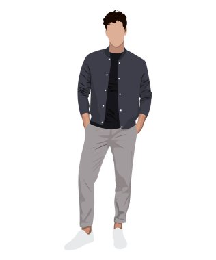 Stylish man in fashionable clothes on a white background. Vector illustration