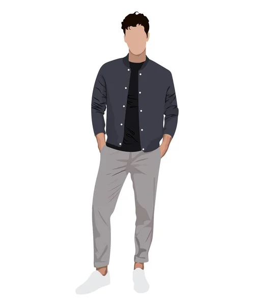 Stylish Man Fashionable Clothes White Background Vector Illustration — Stock Vector