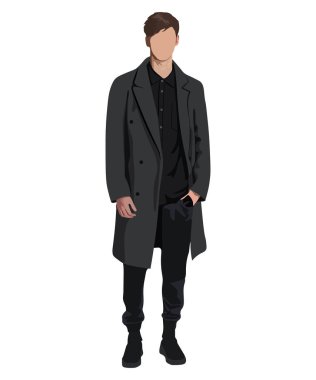 Stylish guy in fashionable and modern clothes on a white background. Vector illustration