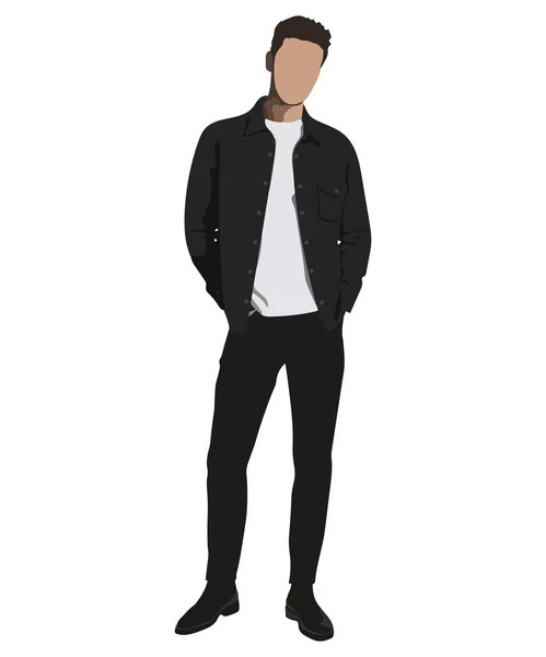 Stylish Guy Fashionable Modern Clothes White Background Vector Illustration — Image vectorielle