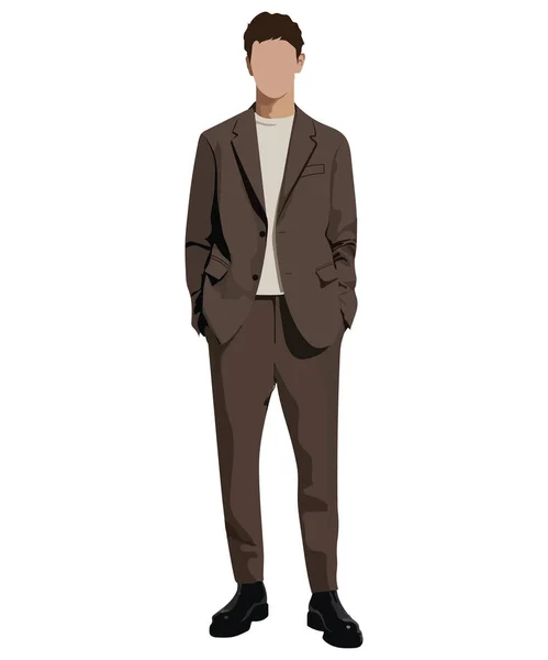 Man Business Suit White Background Vector Illustration Flat Style —  Vetores de Stock