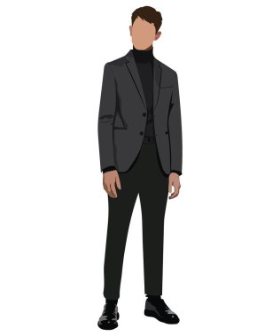 Stylish guy in fashionable and modern clothes on a white background. Vector illustration