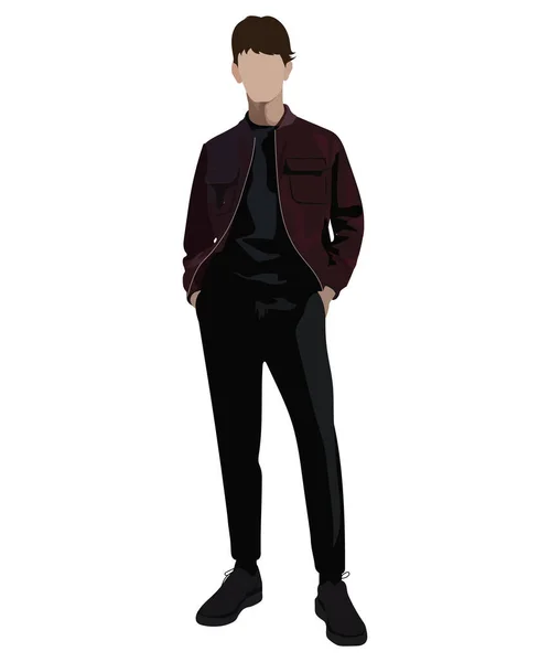 Stylish Guy Fashionable Modern Clothes White Background Vector Illustration — Stock Vector