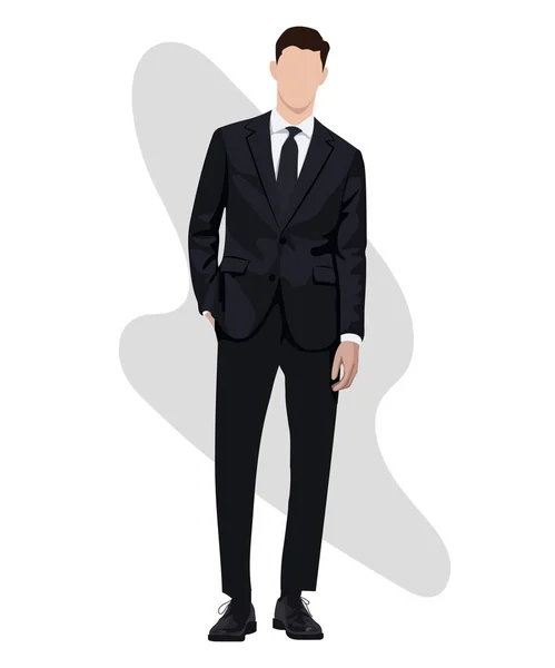 Homem Negócios Elegante Terno Negócios Fundo Interessante Desenhos Animados Personagens —  Vetores de Stock