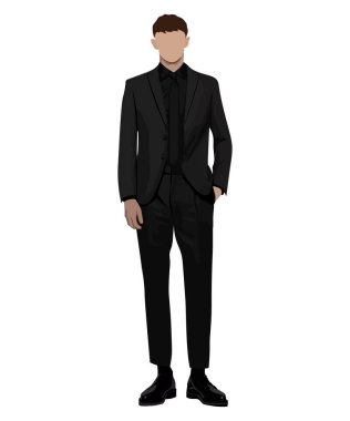 A man in a business suit on a white background. Vector illustration in flat style