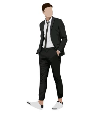 A man in a business suit on a white background. Vector illustration in flat style