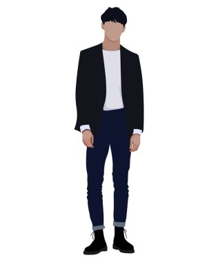 Stylish man in fashionable clothes on a white background. Vector illustration