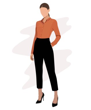 A very beautiful and stylish girl in business and fashionable clothes against an interesting background. Vector illustration
