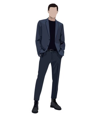 A man in a business suit on a white background. Vector illustration in flat style