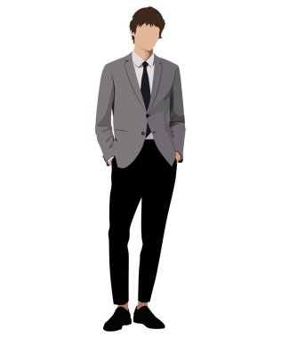A man in a business suit on a white background. Vector illustration in flat style
